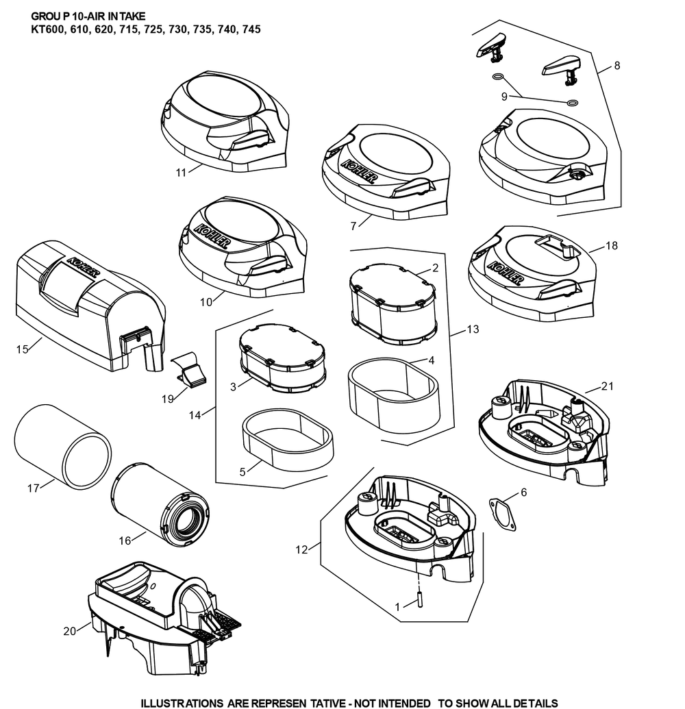 Kt715-3066 Air Intake Diagram and Parts List for KT715-3066  Cub Cadet Engine